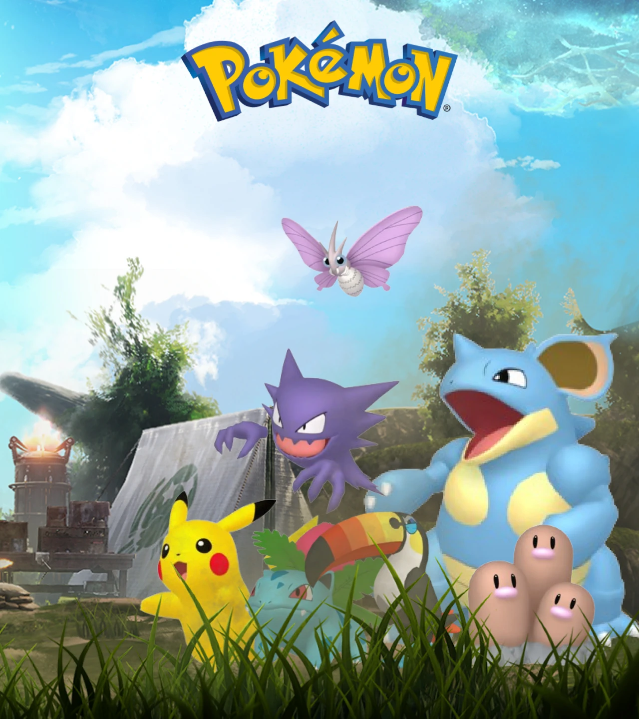 Collection of Pokémon on the right of the battleground